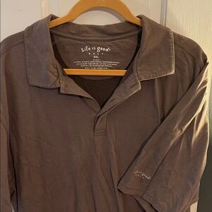 Life Is Good Men's Taupe Polo Shirt